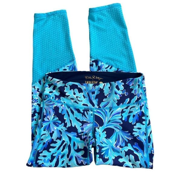 Lilly Pulitzer Weekender Midi Legging Bright Navy "In Too Deep" Luxletic XS - Picture 3 of 7